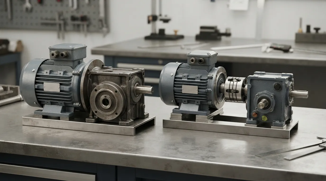 Integrierter Getriebemotor neben einem separaten Motor, Kupplung und Getriebe