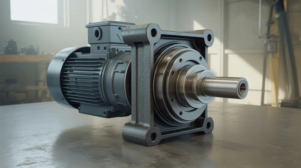Elektrogetriebemotor und Getriebe sind an eine Förderband-Ausgangswelle angeschlossen
