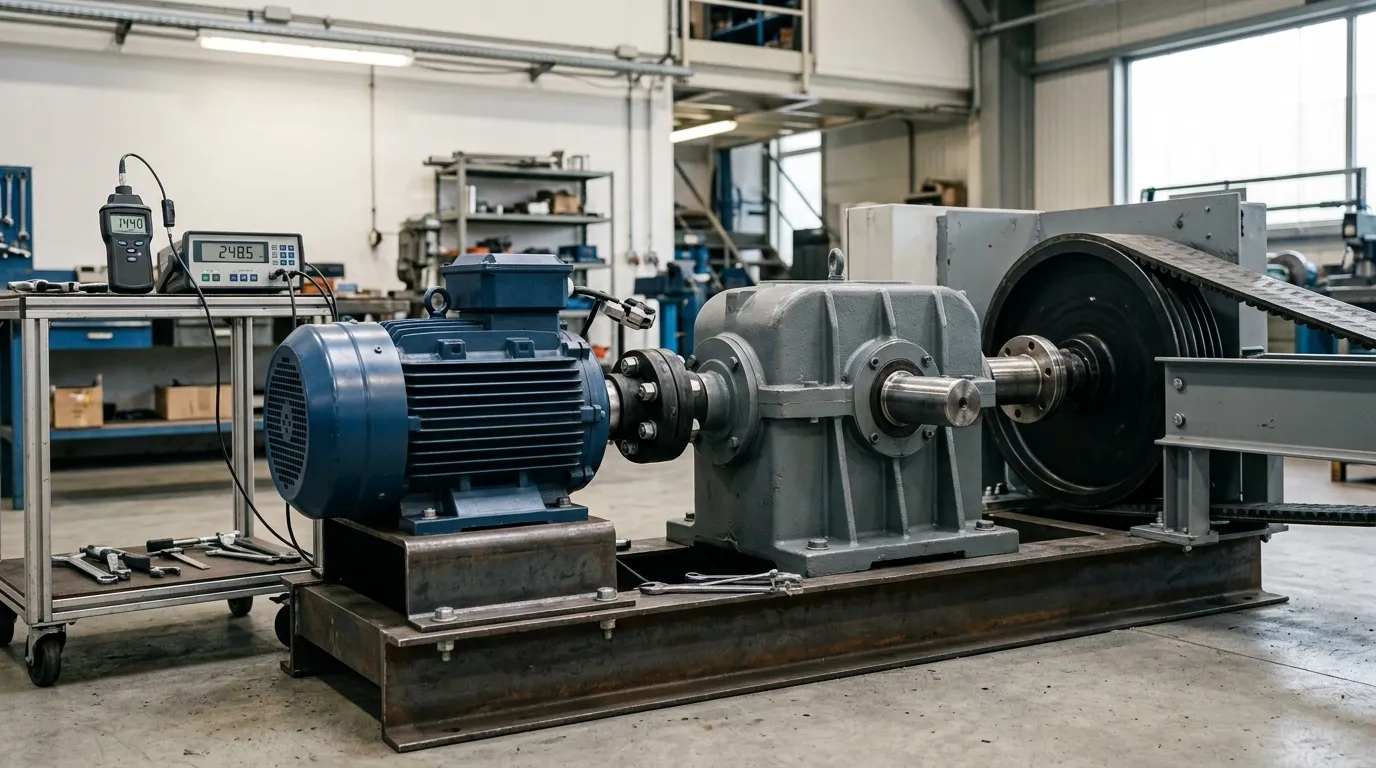 Industriegetriebe und Motor mit nahegelegener Drehzahl- und Drehmomentmessgeräte